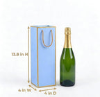 2 Pack Blue Wine Gift Bags, 14" Premium Paper Bottle Bags w/Handles