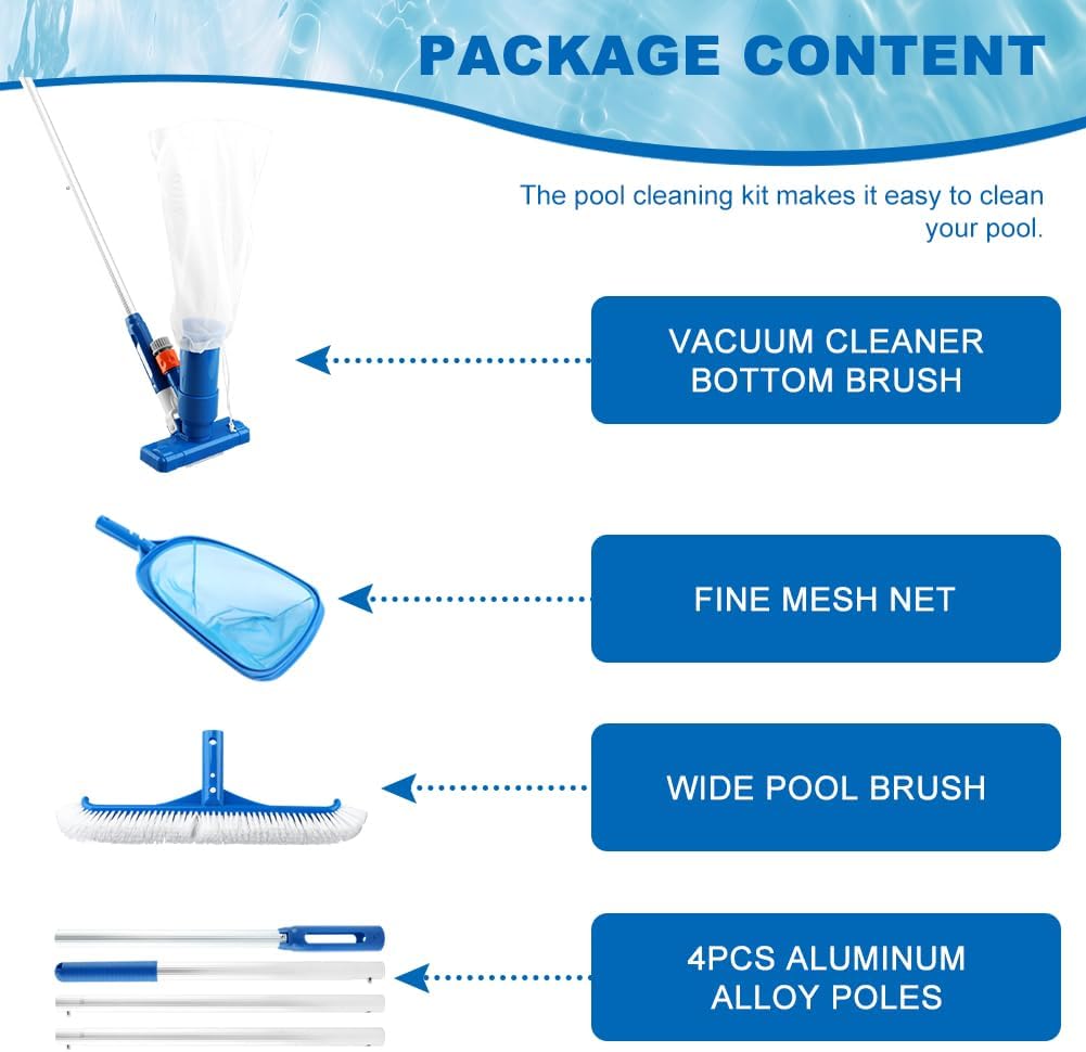 Pool Skimmer Net, Swimming Pool Cleaning Kit, Vacuum Cleaner Bottom Brush Mesh Leaf Bag Semi-deep Skimmer Net &