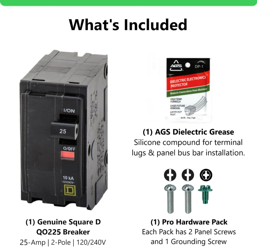 Genuine Square D QO225 25 Amp Double Pole Circuit Breaker Kit