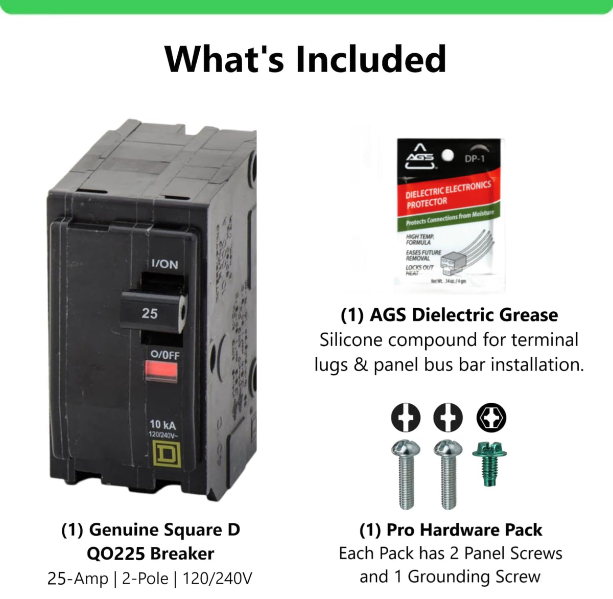 Genuine Square D QO225 25 Amp Double Pole Circuit Breaker Kit