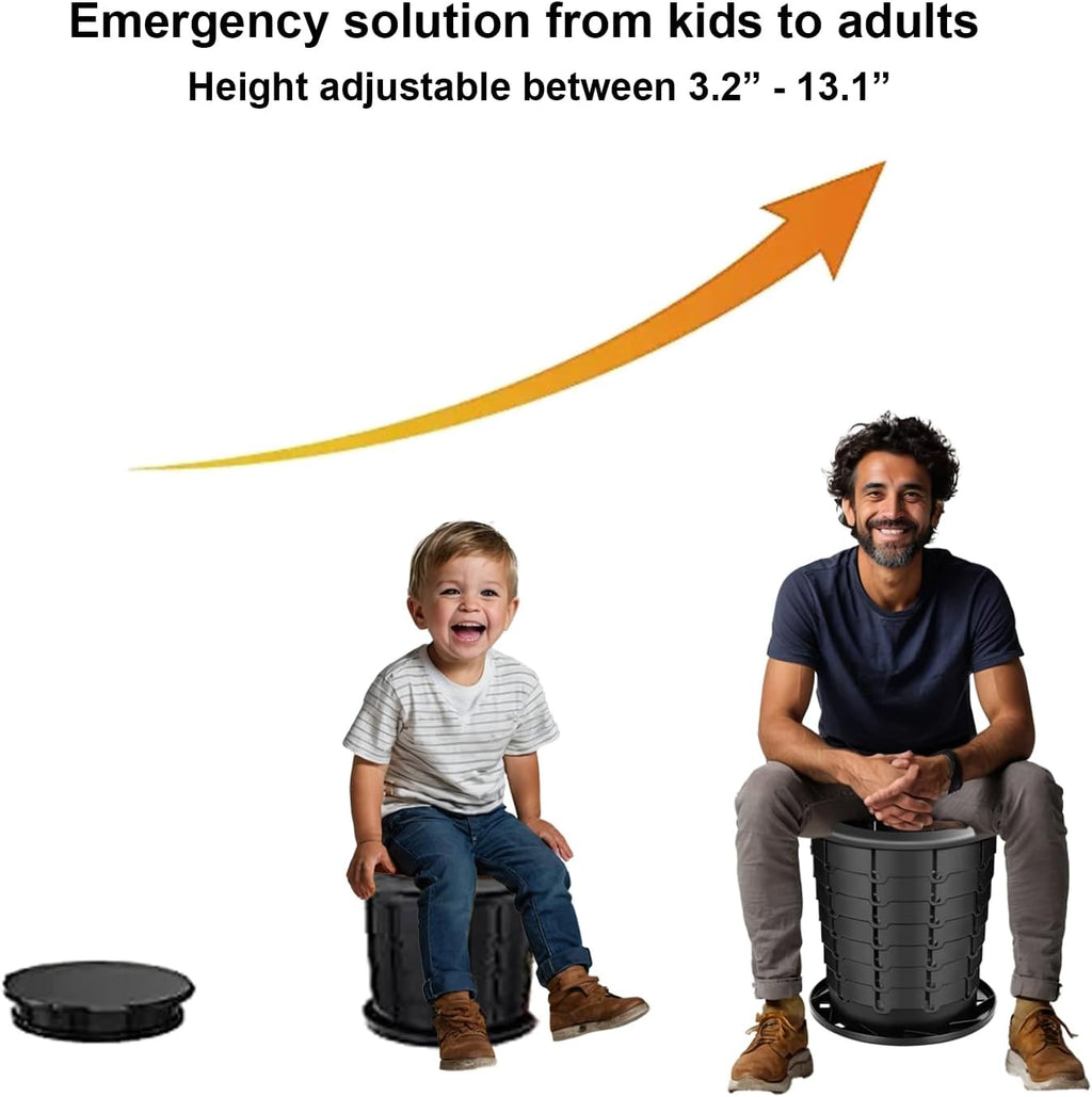 Retractable Camping Toilet with Female Urinal | Adjustable Height Portable Toilet for Adults and Kids | Portable