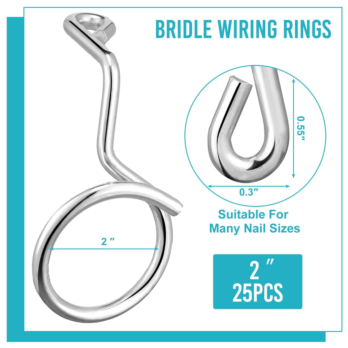 Blulu 25 Pcs Bridle Rings, 2 Inch Low Voltage Wire Cable Rings