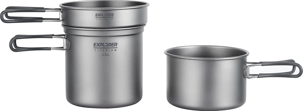 Titanium Stackable Camping Cooking Pot Mess Kit Set