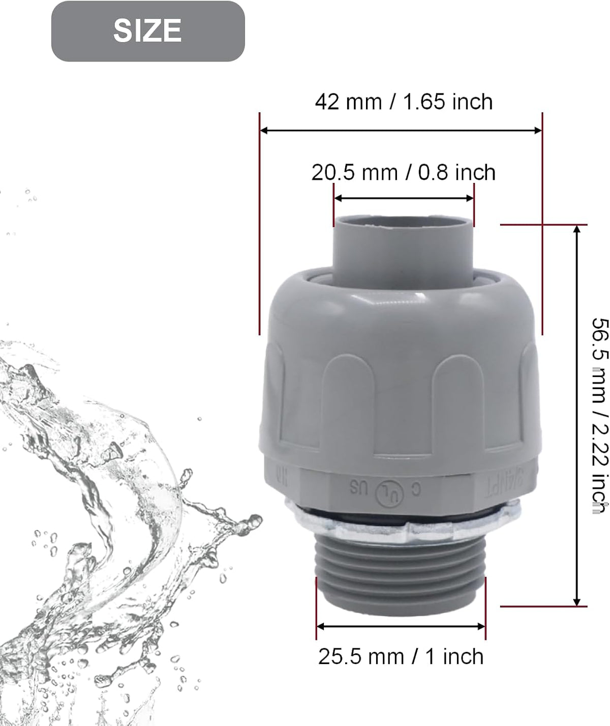 6-Pack 3/4 Inch Liquid Tight Conduit Connectors, Straight