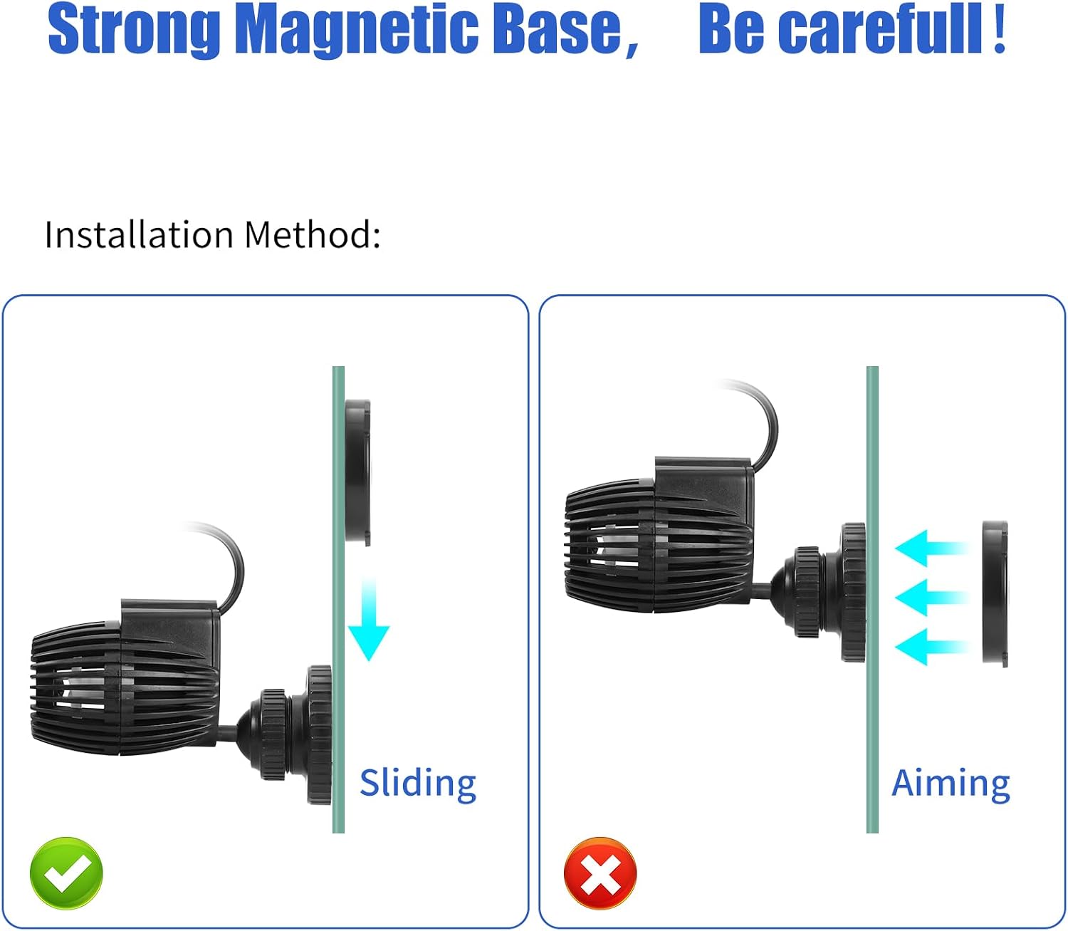 Aquarium Wavemaker Circulation Pump, 480GPH Fish Tank Powerhead, Submersible Water Pump, Magnetic Base