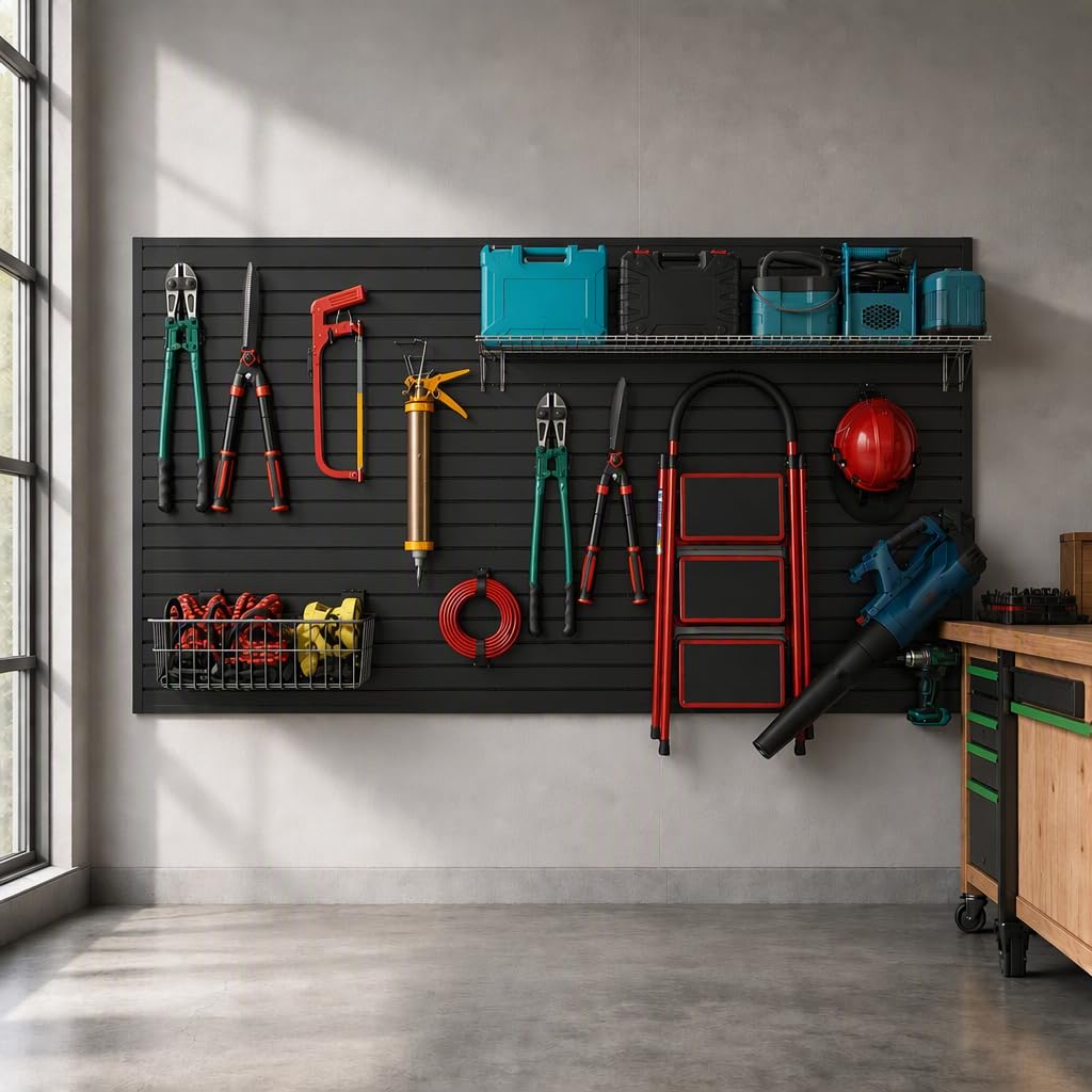 PVC Slatwall Panels, Garage Slat Wall Storage, 4x8 ft Black 2-Pack