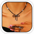 Silver Jewelry Sets Rhinestone Bow Necklace Earrings Set Prom Fashion Costume Jewelry Sets for Women
