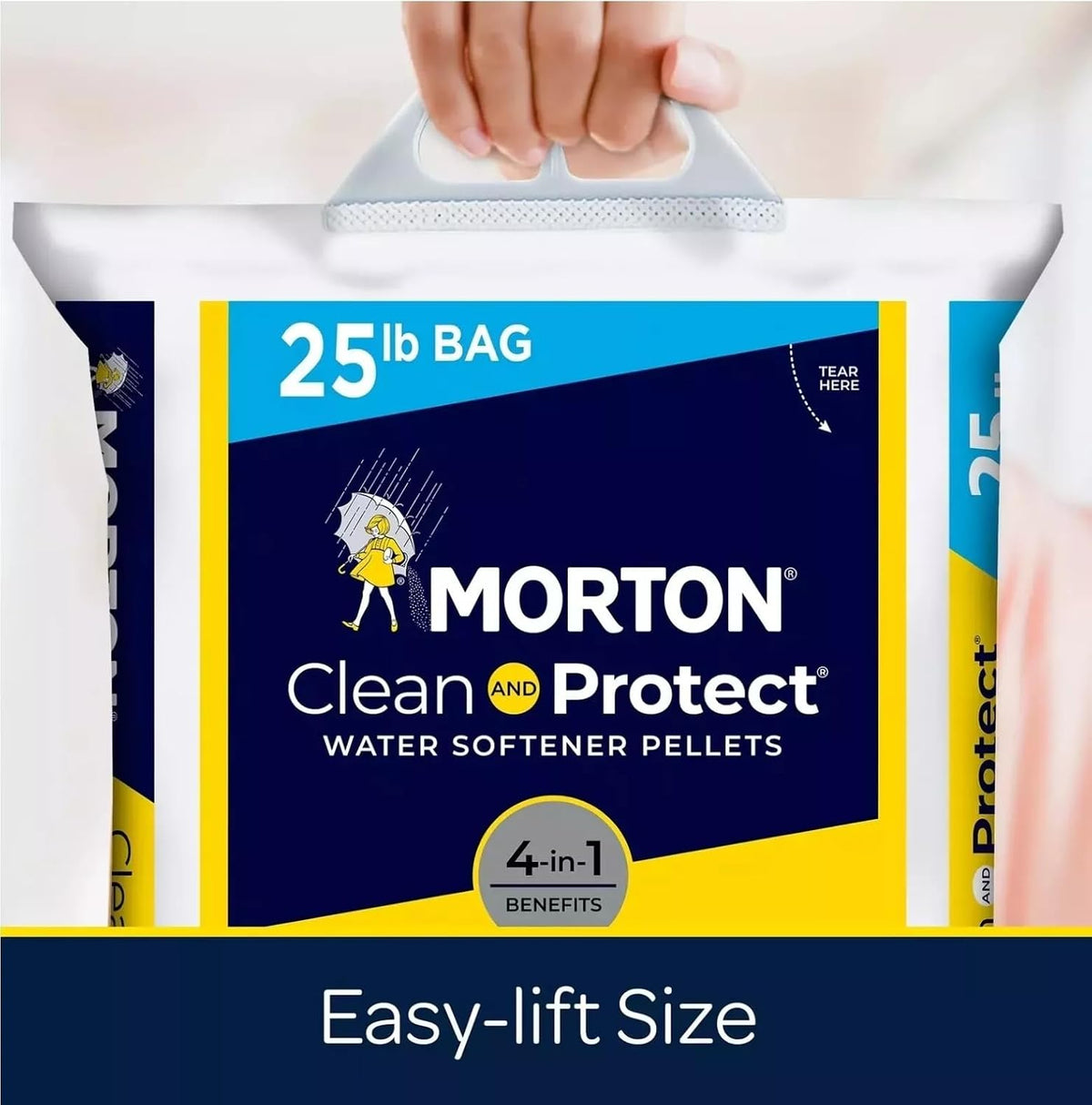 (3Pack) - 25lb Bags Morton Clean and Protect Water Softener Salt, Easy-Carry, Senior-Friendly, Lightweight