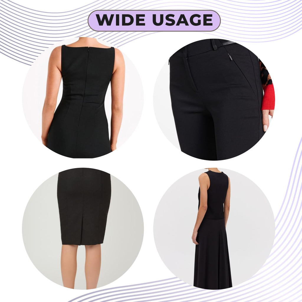 30 Inch Black Invisible Zipper, Nylon Non-Separating for Sewing Clothes