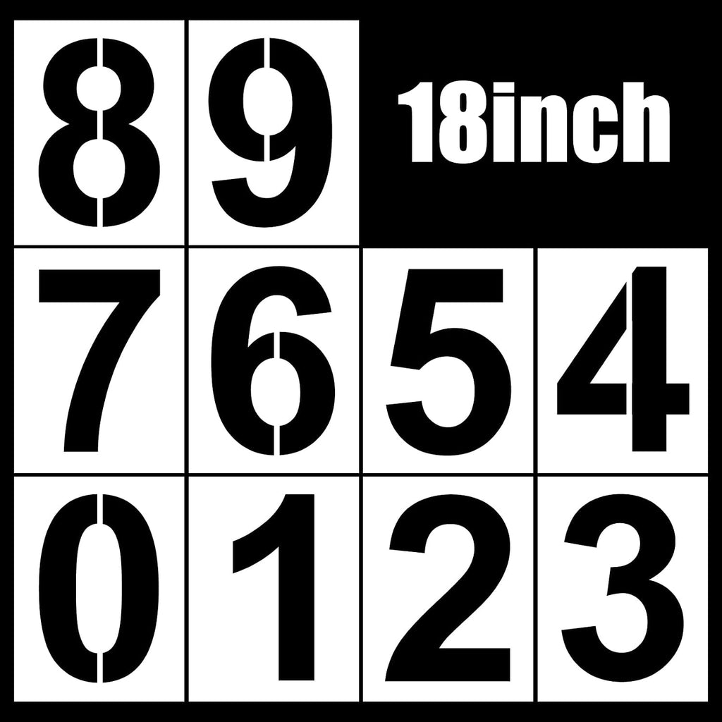 18 Inch Large Number Stencils Set, 0-9 Address Pavement Templates, Large Size Reusable Number Stencil Suitable for