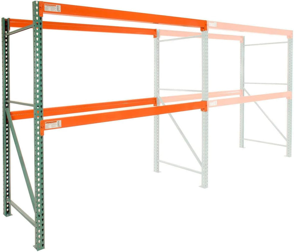 Teardrop Pallet Rack Add-On Unit, 96"W X 42"D X 144"H | 7160 lbs Shelf Capacity, Steel Construction, Orange & Green