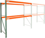 Teardrop Pallet Rack Add-On Unit, 144"W X 48"D X 96"H | 5970 lbs Shelf Capacity, Steel Construction, Orange & Green