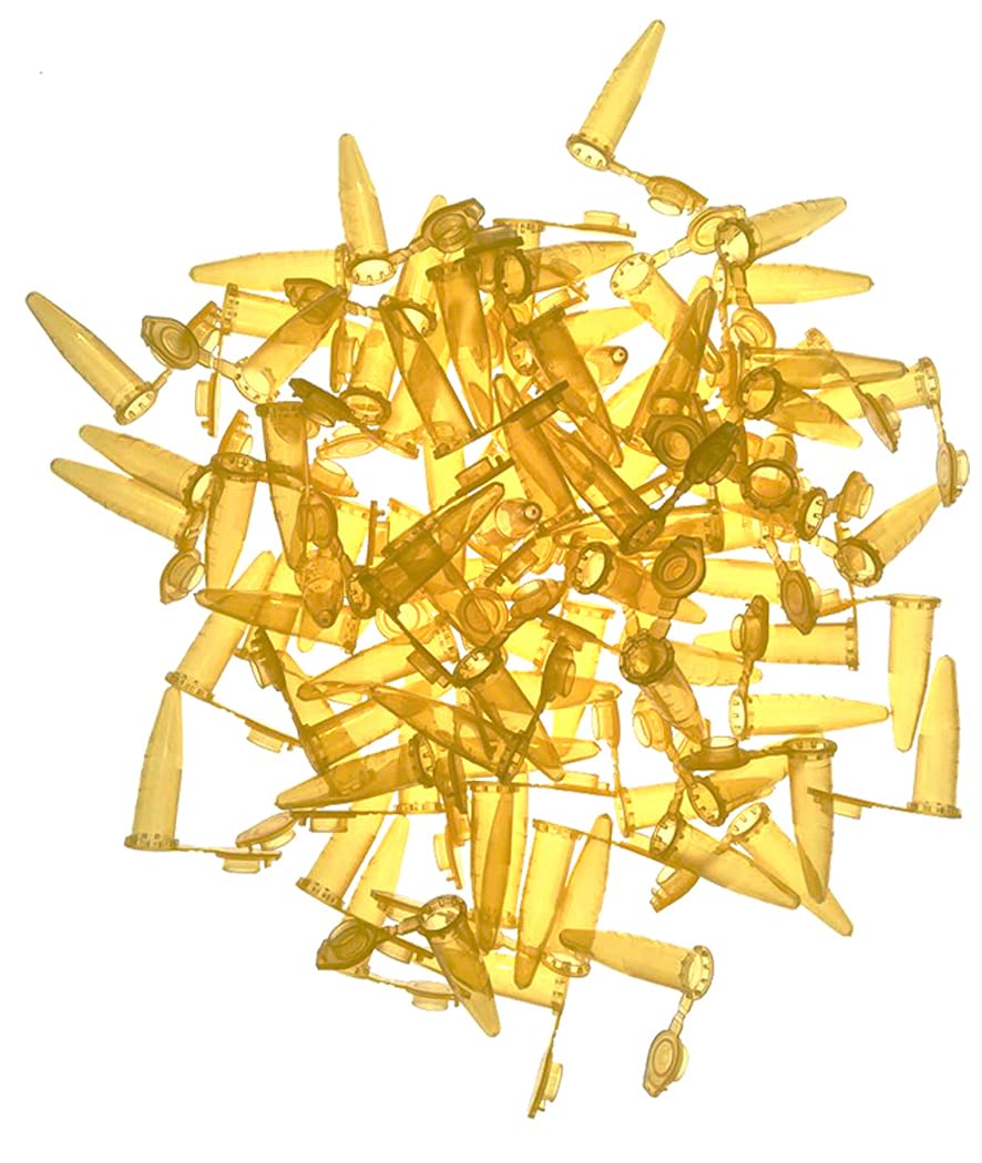 1000PCS Polypropylene Graduated Microcentrifuge Tube with Snap Cap, 0.5ml Capacity Microtubes (Yellow)