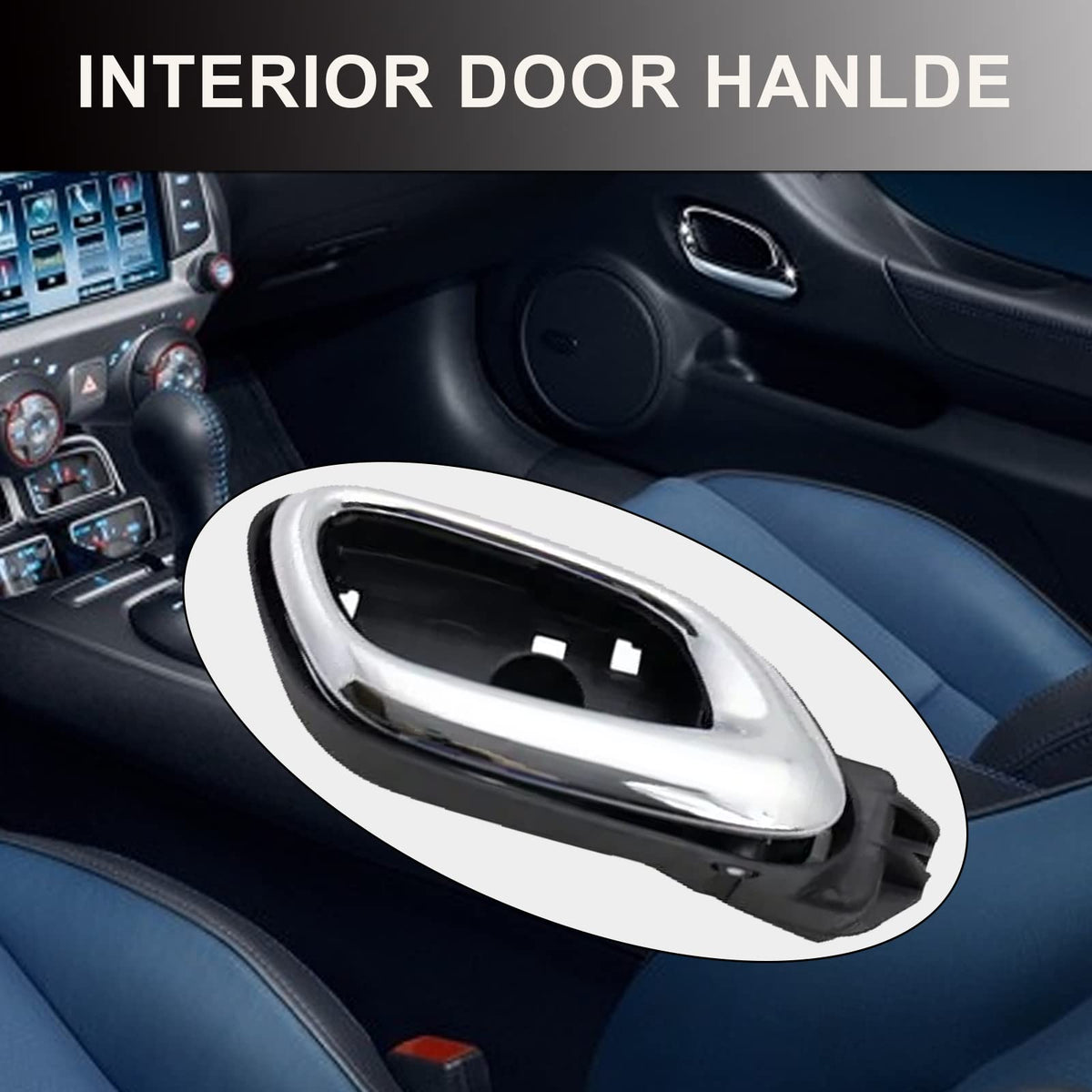 E-Vniko Front Right Door Handle Chrome with Panel Compatible with Chevrolet Chevy Camaro 2010-2015 Replace Passenger Side Inside Handle 20955302 REPCV462119