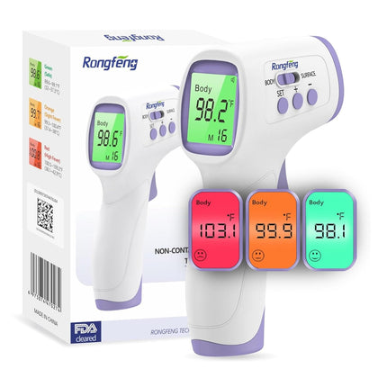 No-Touch Forehead Thermometer for Adults and Kids, Digital Thermometers with Fever Alarm, 3 Backlit and 32 Memories