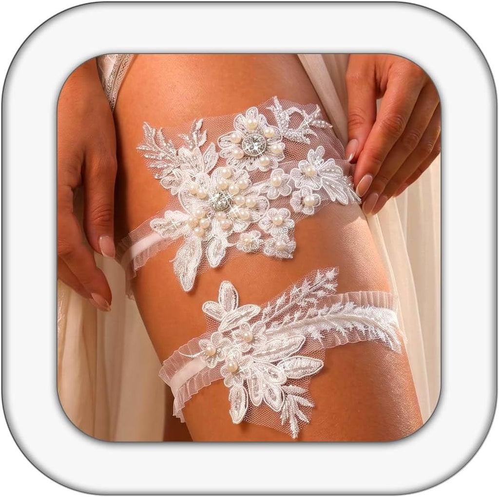Wedding Garter for Bride White Pearls Garter Belt for Women