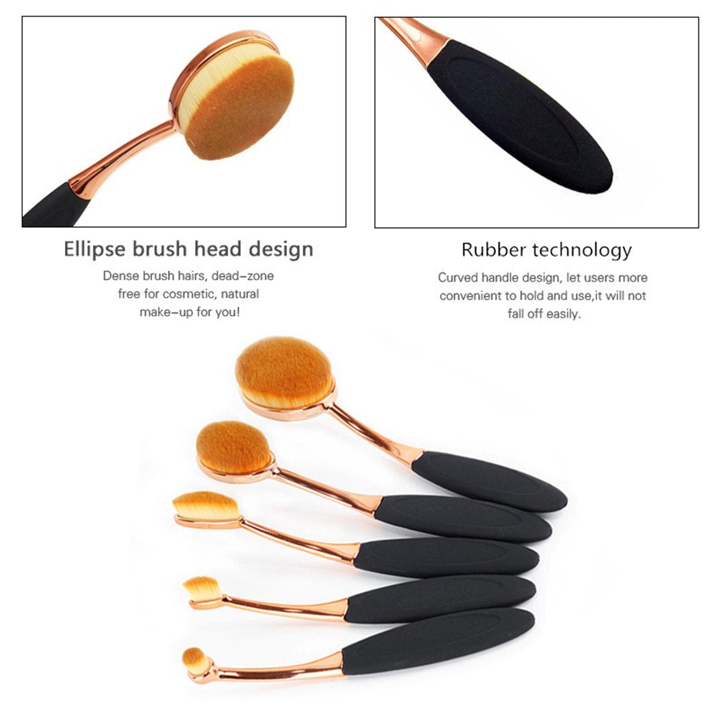 Oval Foundation Brush 5 Pcs Toothbrush makeup brushes Fast Flawless Application Liquid Cream Powder Foundation