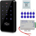 Outdoor Door Access Control System Kit IP68 Waterproof RFID Keypad Card Reader + Power Supply + Door Exit Button