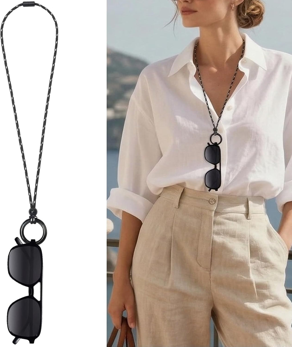 Eyeglass Holder Necklace Ring Glasses Holder Strap Chain Loop Ring Reading Sunglasses Necklace for Women Men