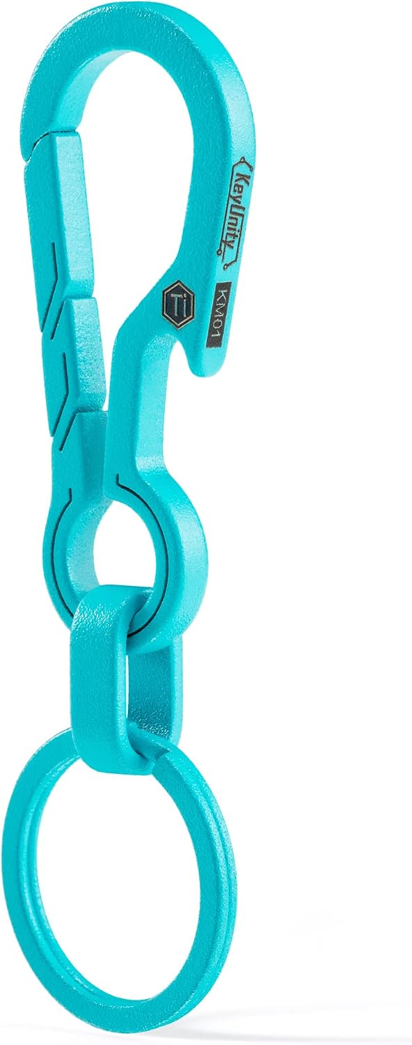 KM01 Titanium EDC Keychain Clip with Bottle Opener | Quick Release Carabiner Key Ring Holder, Compact Pocket Tool