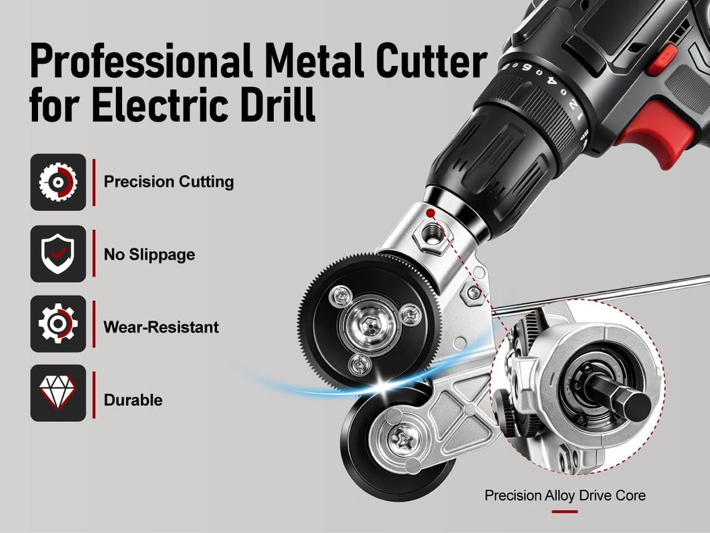 Sheet Metal Cutter for Electric Drill, Upgrade Fast Cutting Metal Shears Drill Nibbler, Smooth Precision Cutting Tool