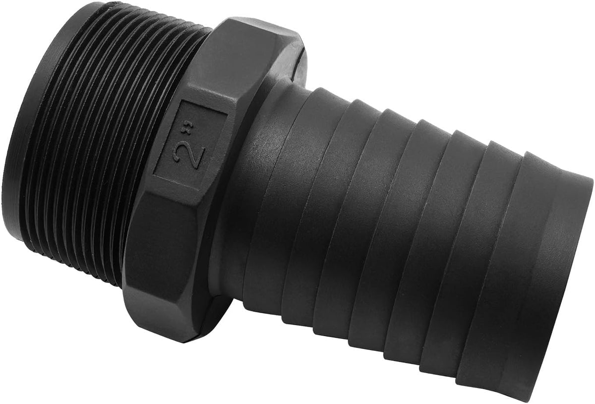 2 pcs 2" Barb x 2" NPT Male Connector, Plastic Hose Barb Fitting