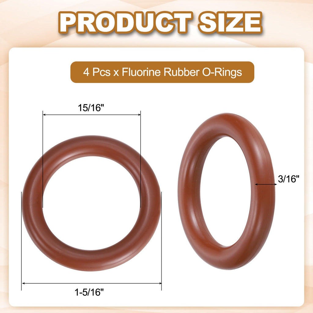 MECCANIXITY 4Pcs AS-317 O-Rings, 15/16" ID 1-5/16" OD 3/16" Width, Brown