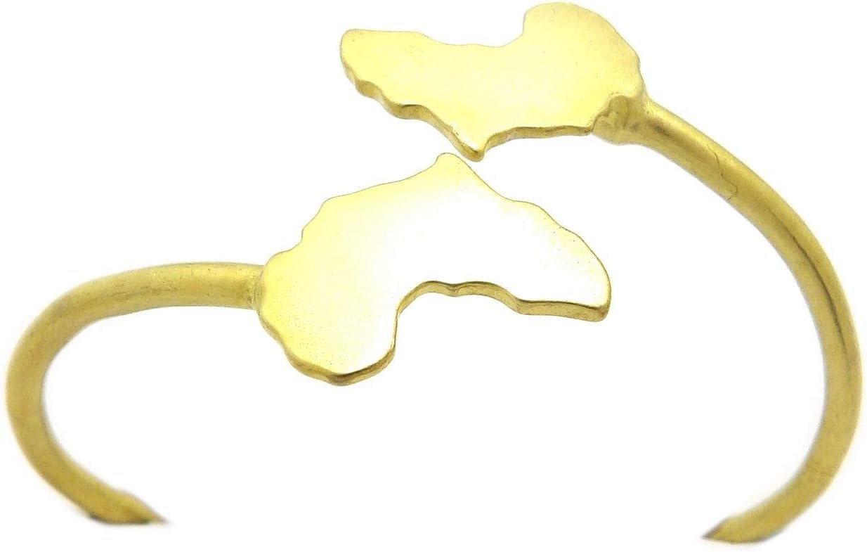 Smooth Africa Continent Pendant Brass Bangle
