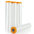 4 Rolls 8 x 66 Feet Plastic Sheeting, Painters Plastic Drop Cloths for Painting, Pre-Taped Masking Film Tape and