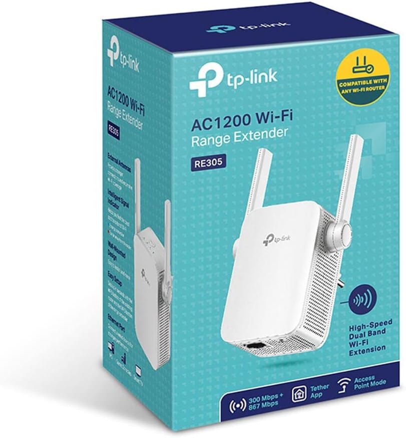 AC1200 WiFi Range Extender | Up to 1200Mbps | Dual Band WiFi Extender, Repeater, WiFi Signal Booster, Access Point|