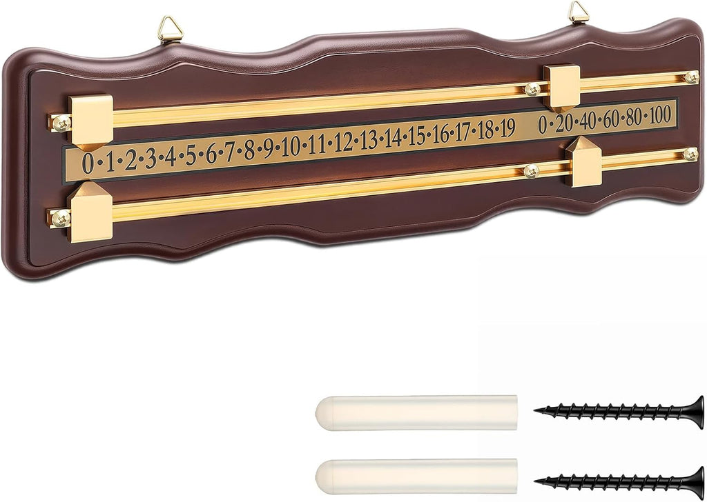 Wooden Billiard Game Scorer 2 Track Wall-Mounted Snooker Billiard Score Board Shuffleboard Scoreboard Classic Snooker