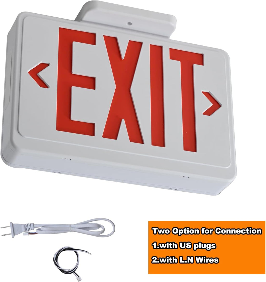 Red LED Exit Sign,4Hours Plug in Cord Emergency Exit Light with Battery Backup for Business,Commerical Emergency