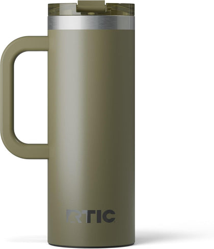 20oz Road Trip Travel Mug with Lid and Handle, Ceramic Lined, Insulated, Stainless Steel, Metal, Double Wall
