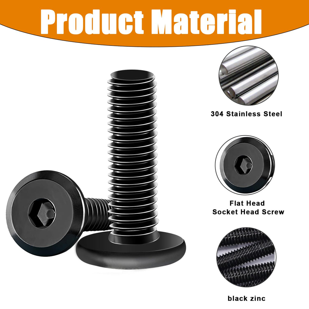 Taiss 30 Sets M6x25 Furniture Screw M6x15 Threaded Inserts for Wood,Screw-in Nuts,Nut Threaded Wood Inserts Bolt Fastener Connector Hex Socket Drive Bolts