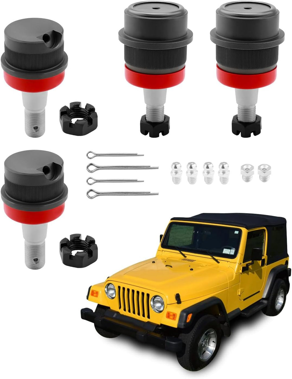 Ball Joint Kit (4PCS), Fit for 84-06 Jeep Cherokee XJ, Wrangler YJ TJ LJ