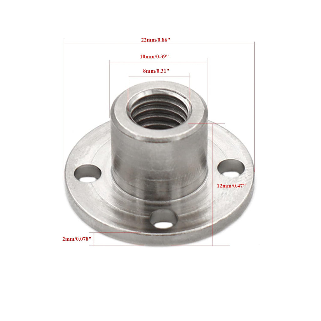 4Pcs M8 Flange Coupling Connector, Threaded Shaft Gear Motor Flange Nut DIY Coupling Screw Guide Shaft Support for The Motor