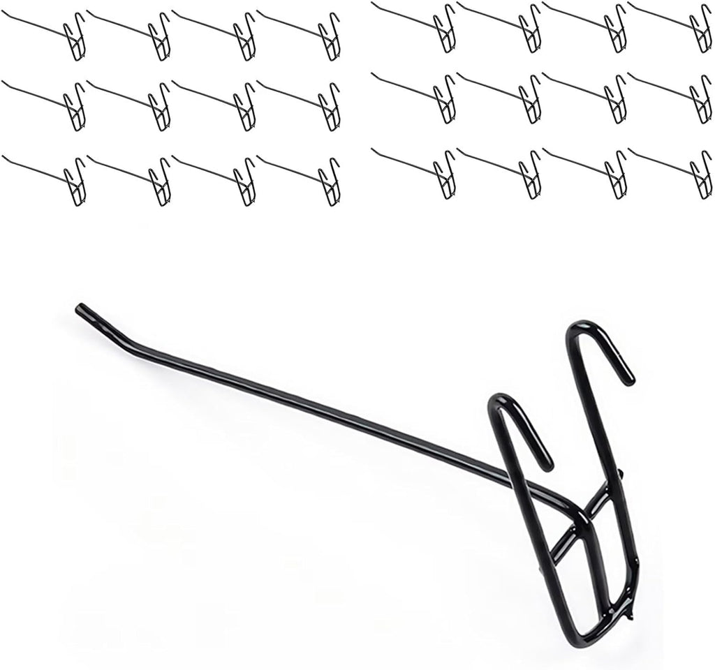 4 Inch Gridwall Hooks, 25 Pack Black Multifunctional Display Hangers, Wall Mount Storage Panel Hooks