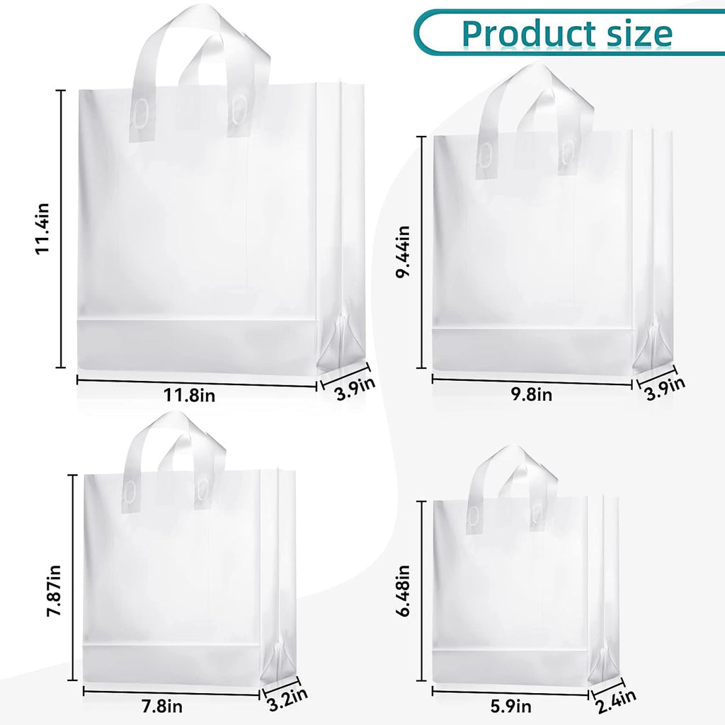 100 Pcs Plastic Gift Bags with Handles, Clear