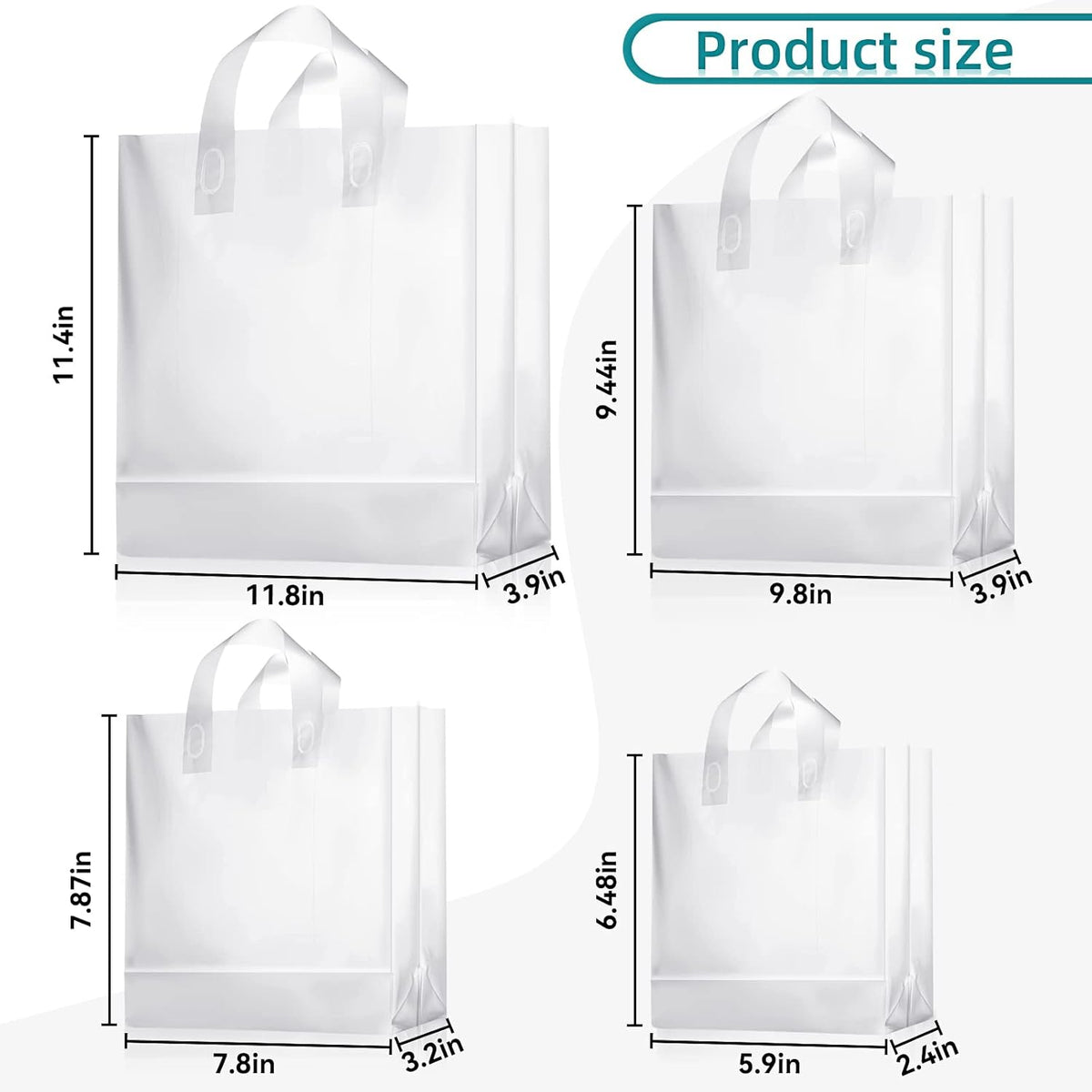 100 Pcs Plastic Gift Bags with Handles, Clear