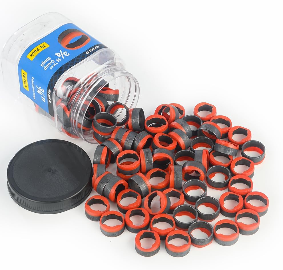75Pcs EFIELD 3/4-inch Pex Copper Crimp Rings With End Stop(CLAMP043-75)