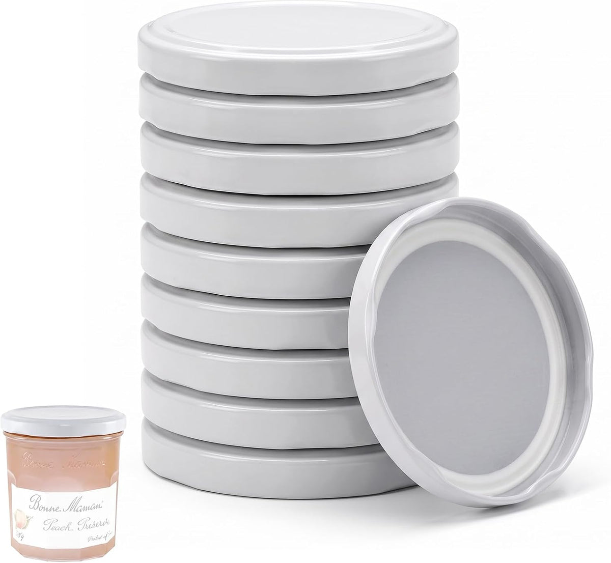Jar Replacement Lids Compatible with Bonne Maman, 10PCS Lug Cap Set