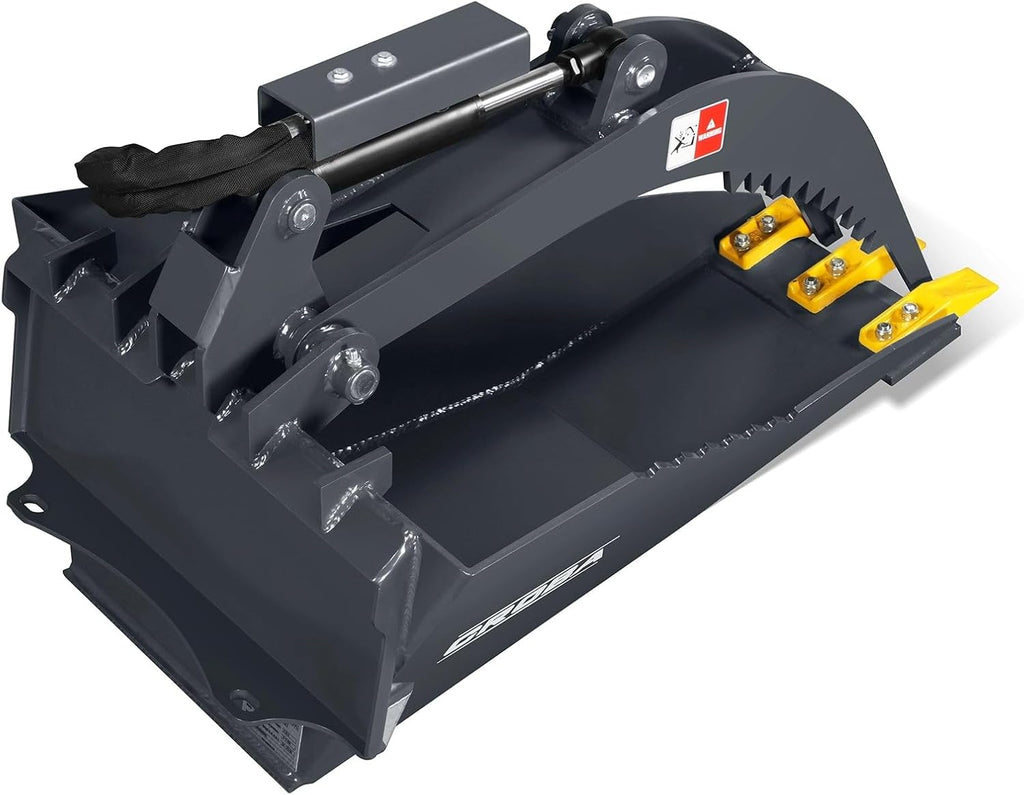 3000 PSI 36'' Max Opening Mini Skid Steer Stump Grapple Bucket Attachment, SGB36