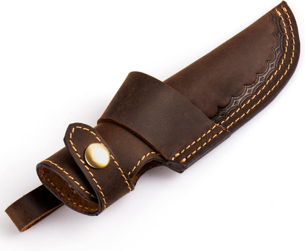 Horizontal Knife Sheath for belt EDC Compact Draw Knife Holster Dark Brown