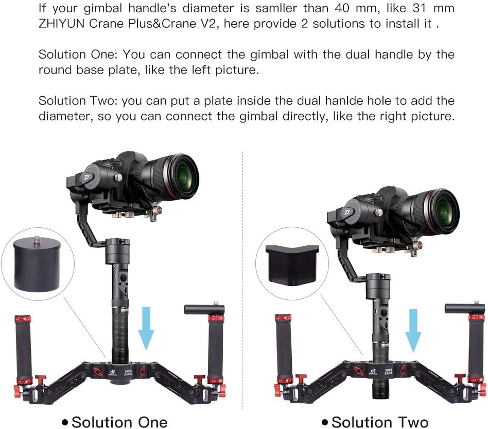 DIGITALFOTO Ares Z Axis Spring Gimbal Dual Handle,Damping Detachable Dual Grip Compatible with Crane 2, DJI RS2/RS3