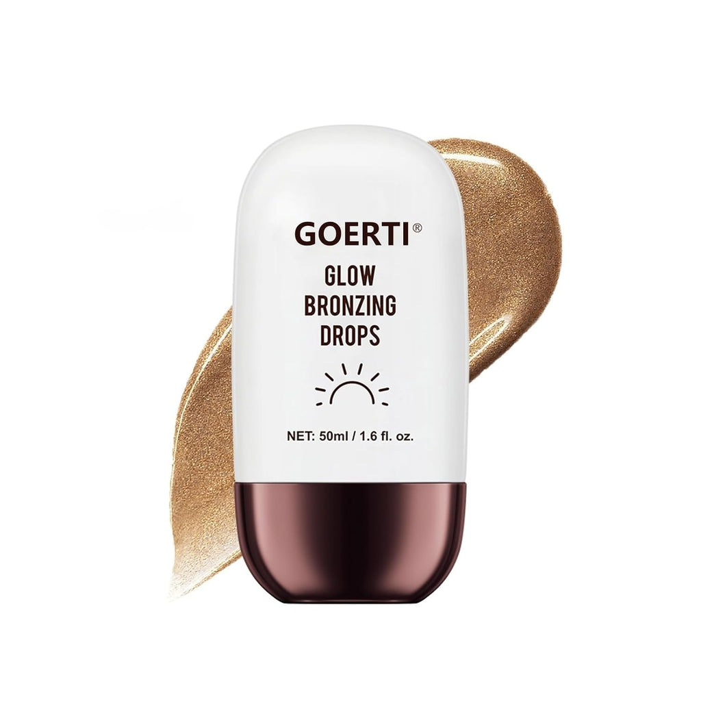 Bronzing Drops for Face & Body, Liquid Bronzer & Highlighter, Lightweight Buildable Shimmer Makeup, Mix with