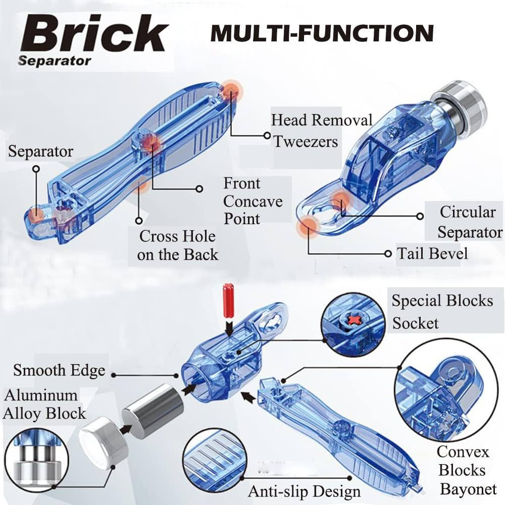 Building Blocks Tool Kit, Including Brick Separator, Block Picker, Multi-Purpose Hammer 3 in 1 Sets Color Random