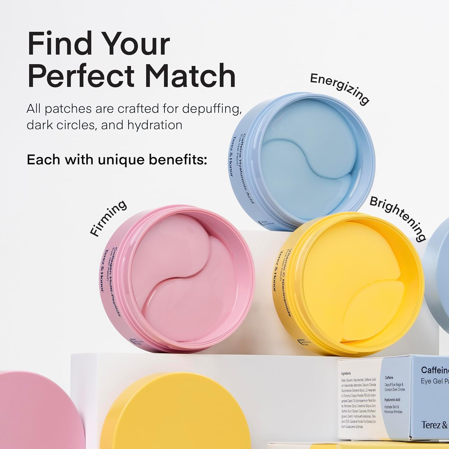 Under Eye Patches for Dark Circles - 60 Korean Hydrogel Masks for Puffiness, Bags, Wrinkle with Caffeine, Hyaluronic