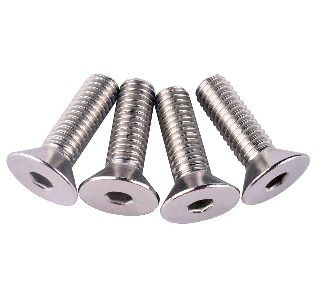 3/8-16 x 1 Flat Head Socket Cap Screws Countersunk Bolts, Allen Hex Socket Drive, 304 Stainless Steel 18-8, Full Thread, 10Pcs