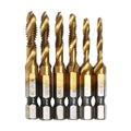 6 Pack Titanium Drill Tap Bit Set, SAE Combination Tap Bits