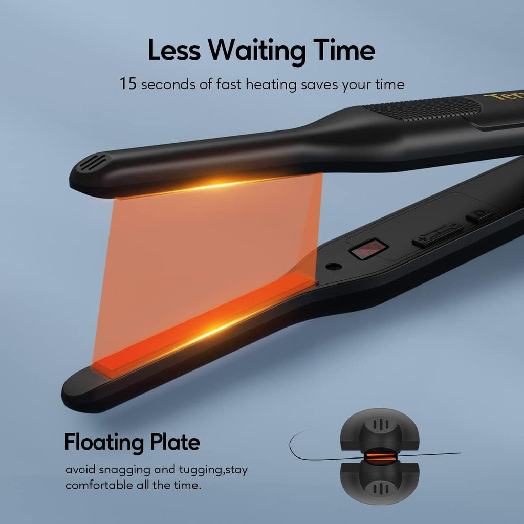 Pencil Flat Iron for Edges & Short Hair, 3/10 Inch | Adjustable Temperature, Small Hair Straightener for Men, Ceramic